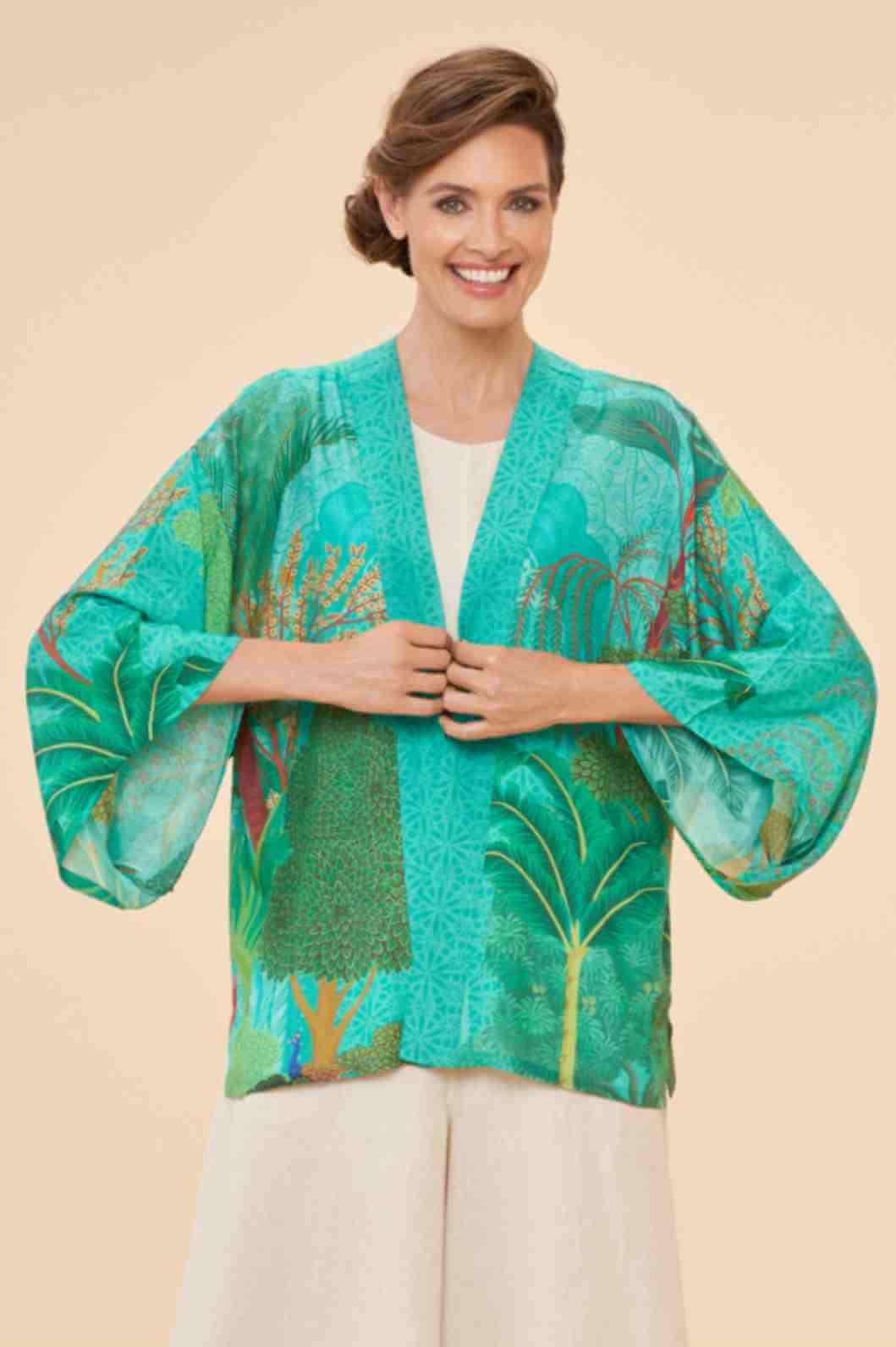 Secret Paradise Kimono Jacket - Aqua