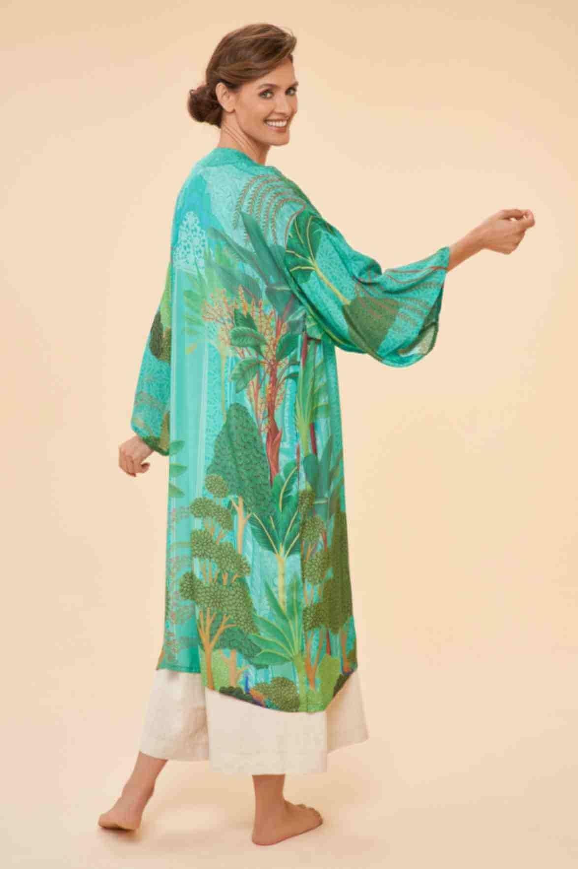 Secret Paradise Kimono Gown- Aqua
