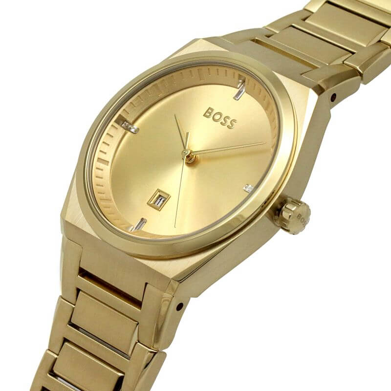 Steer Gold Dial Gold Plated Bracelet Strap Ladies Watch