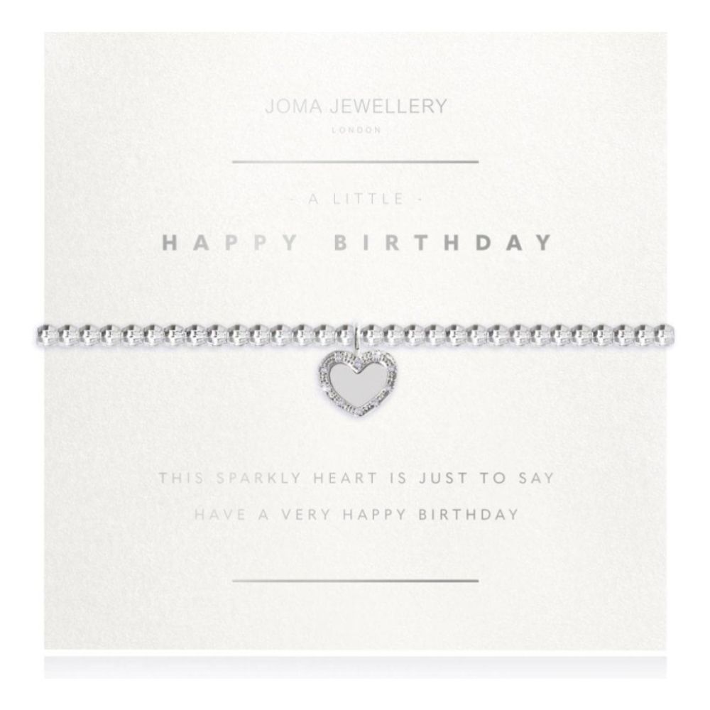 Facetted A Little - Happy Birthday - Silver - 17.5cm Stretch Bracelet