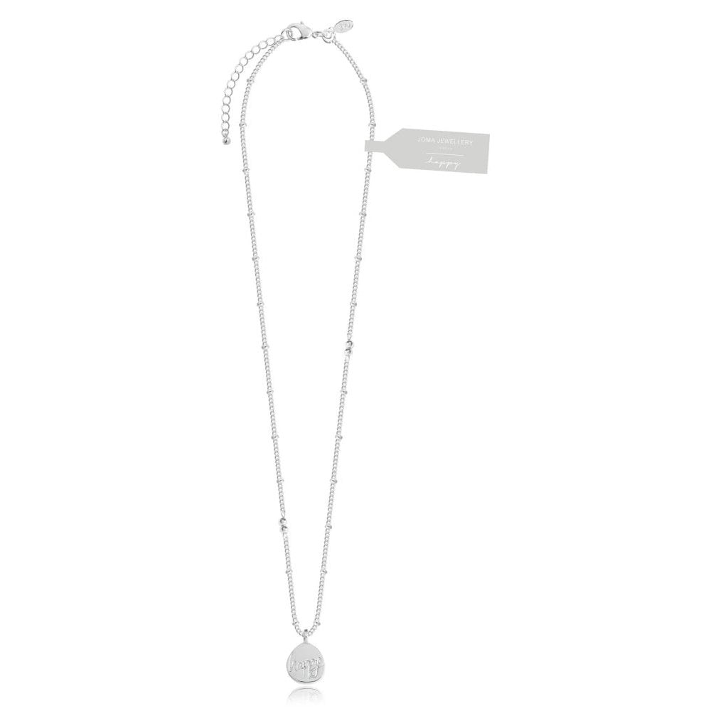 Mantra Necklace - Happy - Silver