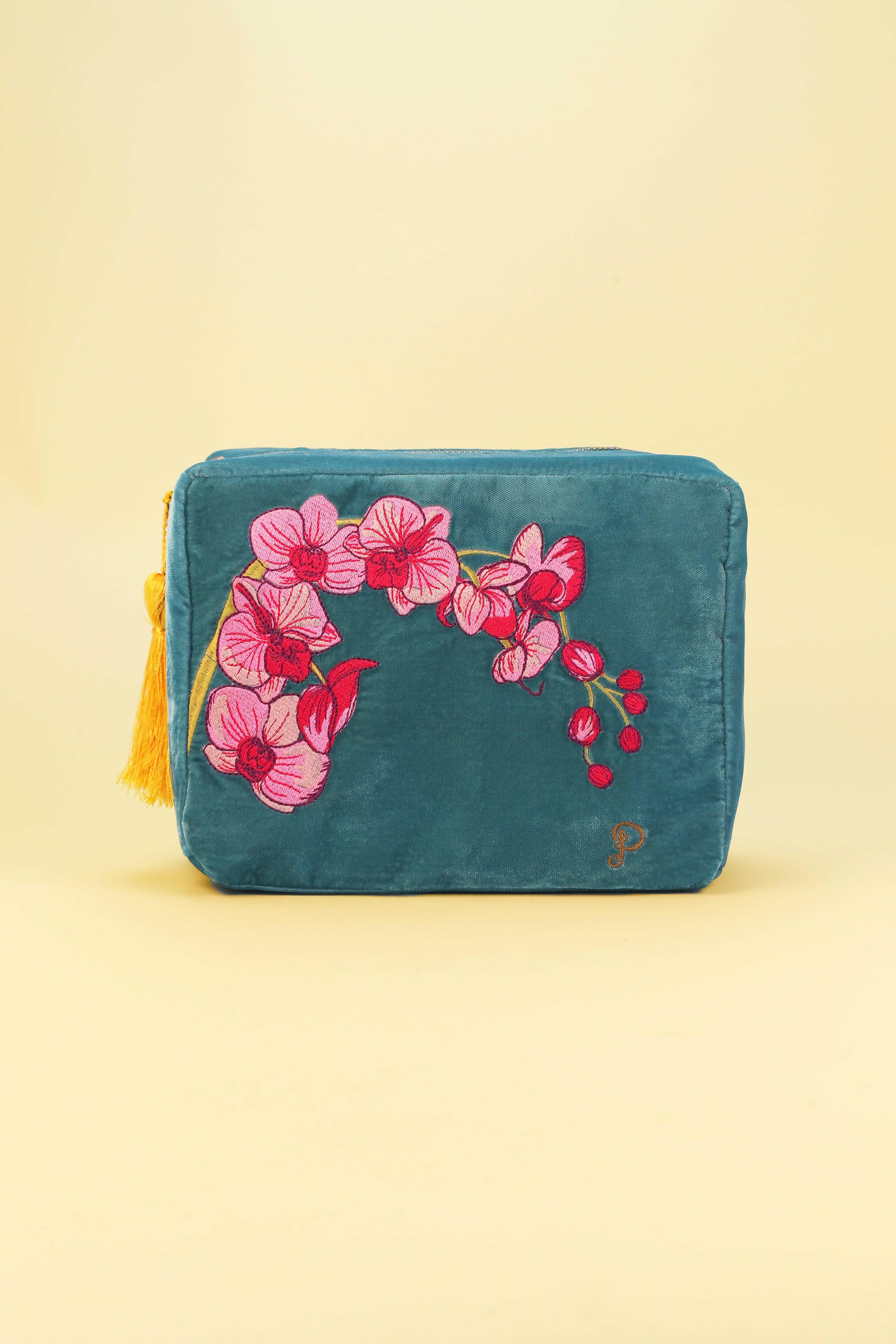 Spring Orchid Velvet Wash Bag