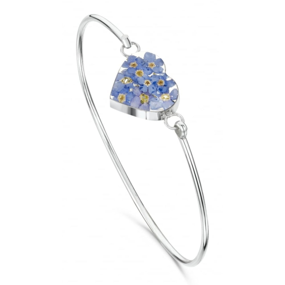 Silver Bangle - Forget me not - Heart
