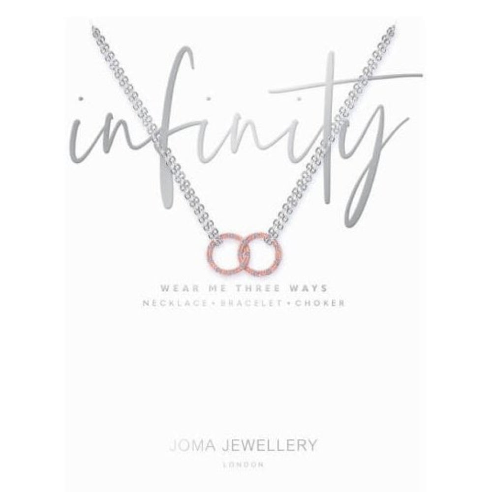 Infinity - Rose Gold Pave Circle Charm On Silver Necklace/Chocker/Bracelet