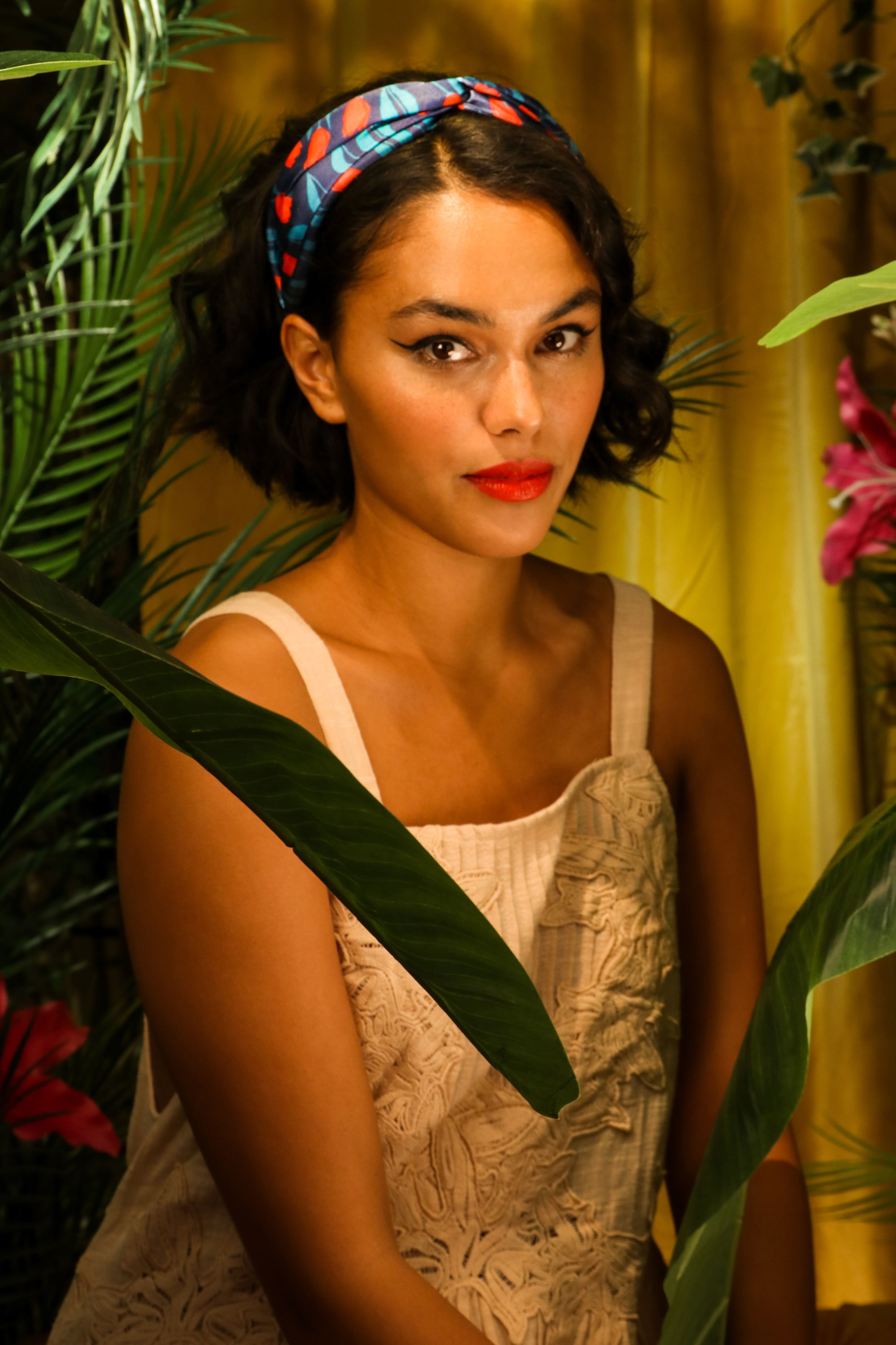 Satin Headband Tulip Navy