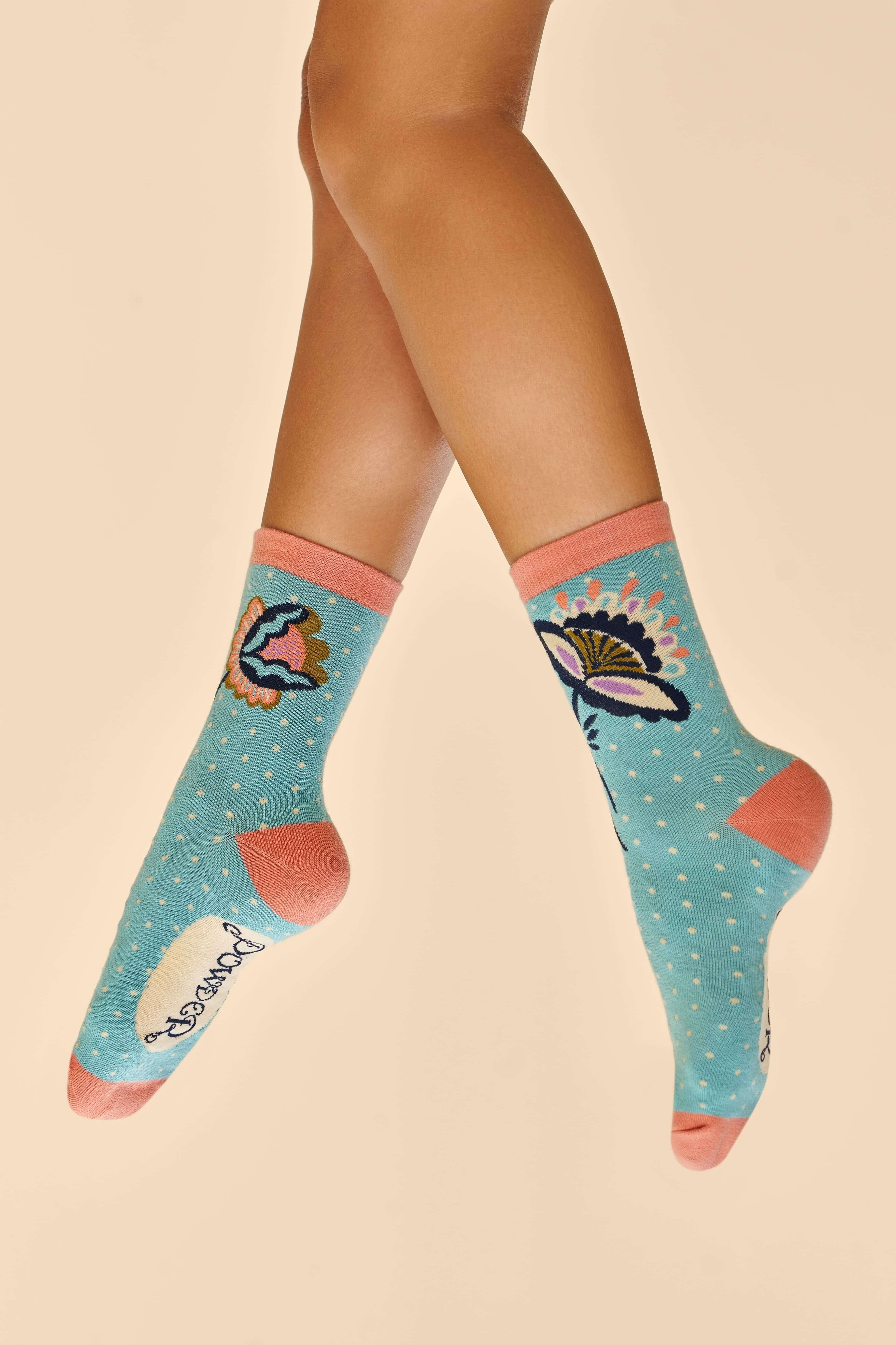 Scandinavian Stems Ankle Socks - Ice Blue