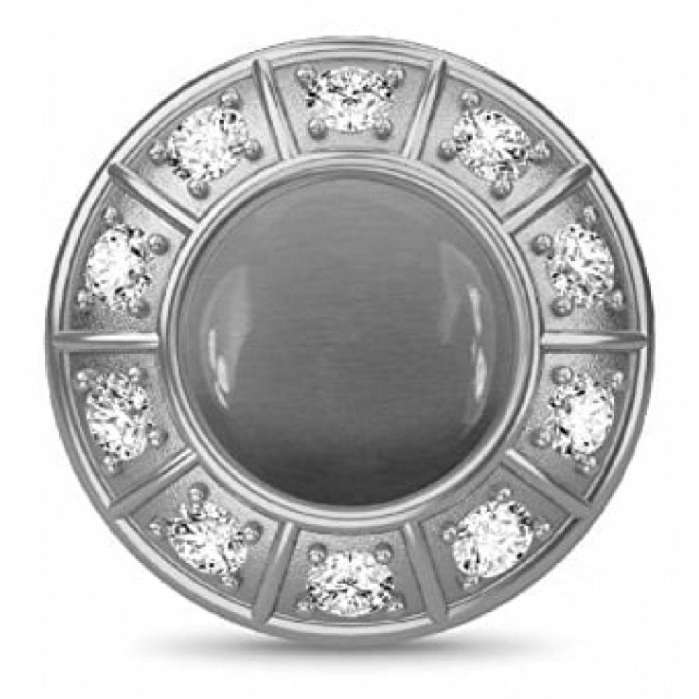 Grey Moon Clear CZ Sterling Silver Charm