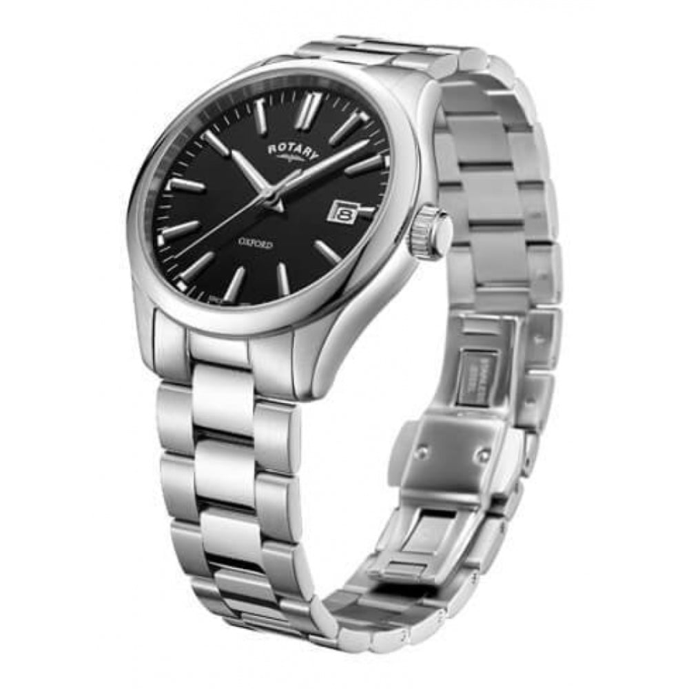 Stainless Steel Case Black Dial & Bracelet Strap Gents Oxford Watch
