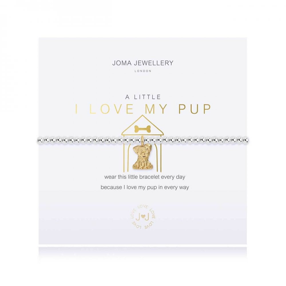 A Little | I Love My Pup | Silver | Bracelet | 17.5cm Stretch
