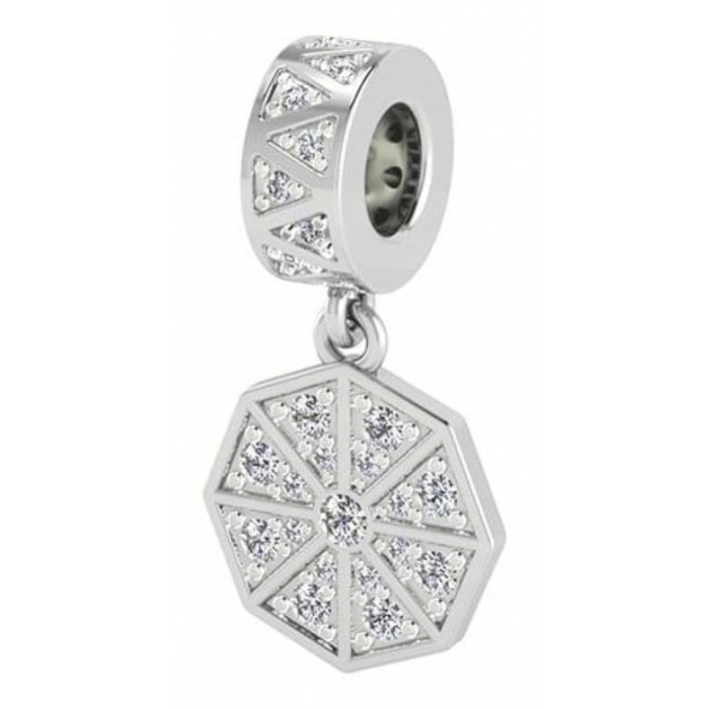 White Infinity Drop Sterling Silver Charm