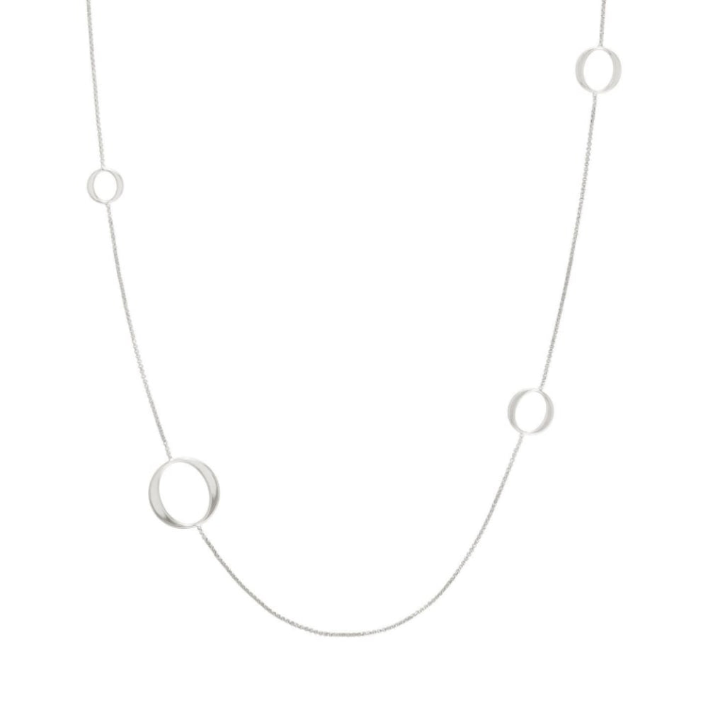 Long Silver Circle Necklace