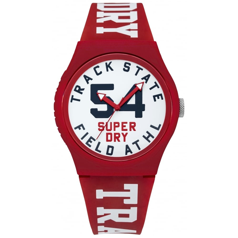 Urban Track & Field Red Silicone Strap Watch With White Dial