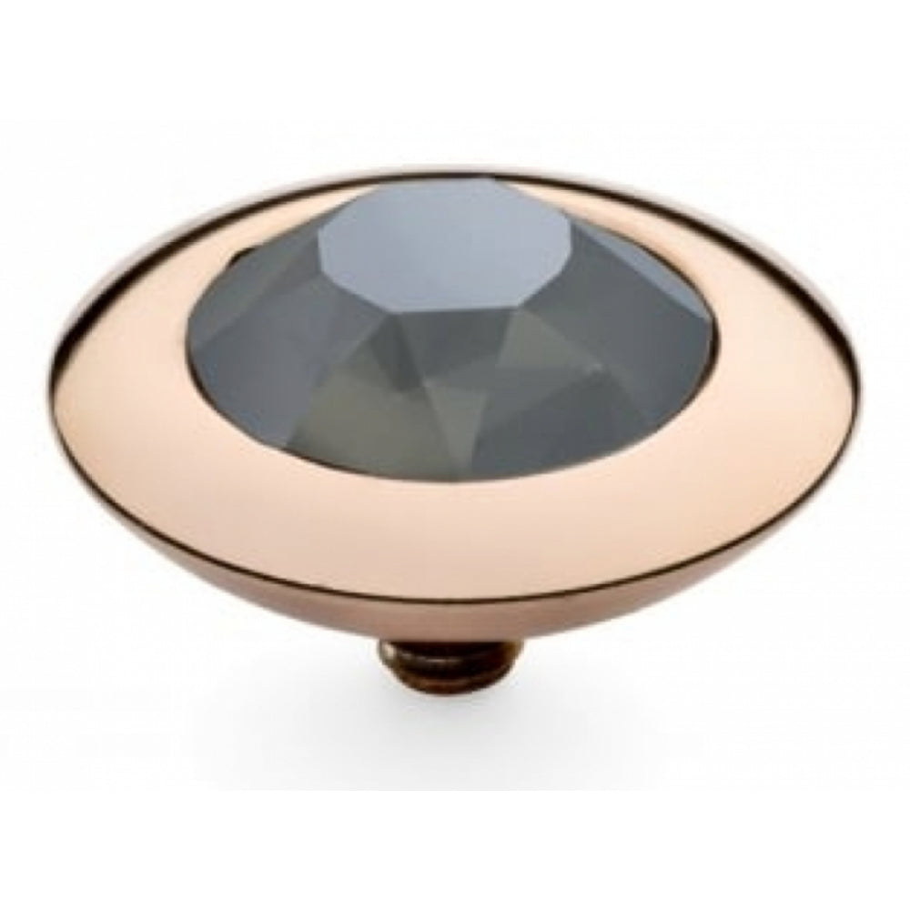 Famosa Rose Gold Plated 13mm Tondo Dark grey Ring Top