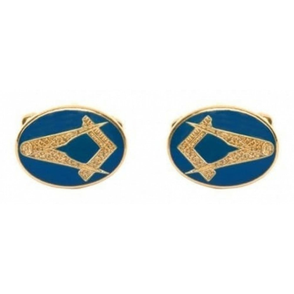 Oval Blue Enamel Masonic Cufflinks