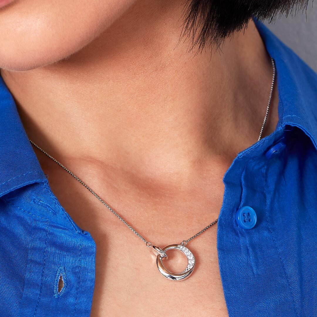 Bevel Cirque Link Pave CZ Necklace