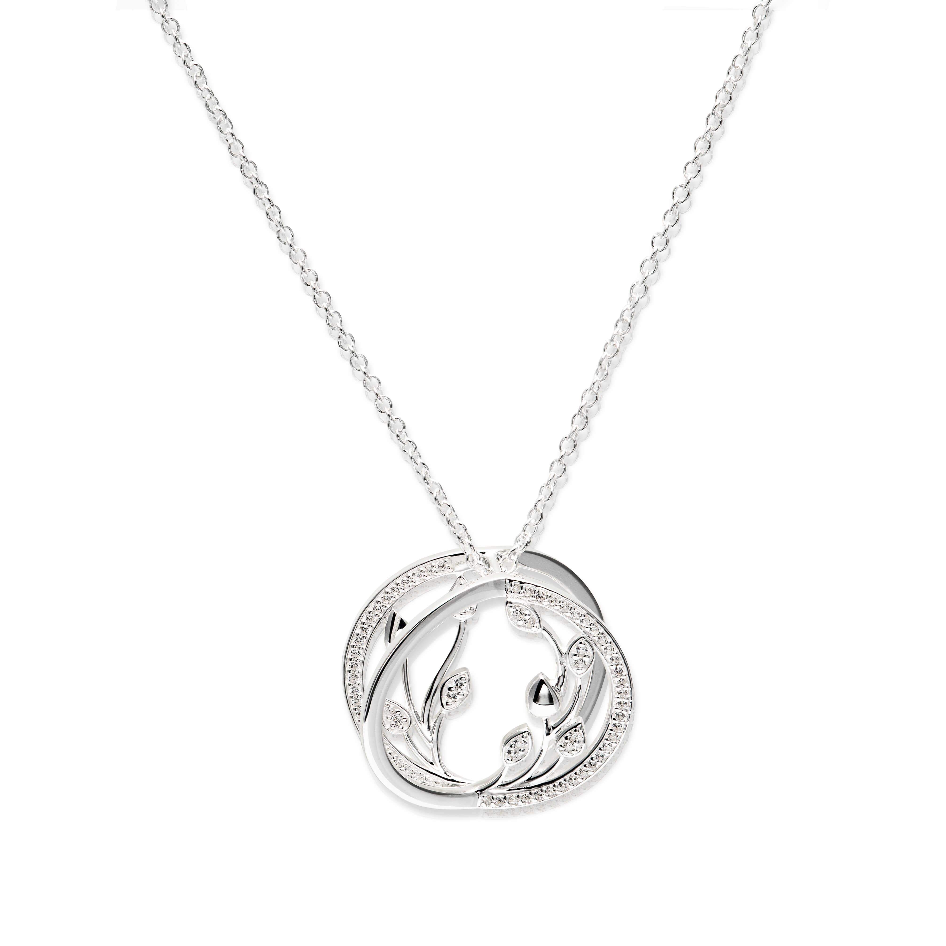 Sterling Silver 925 Flowerbud With CZ Necklace