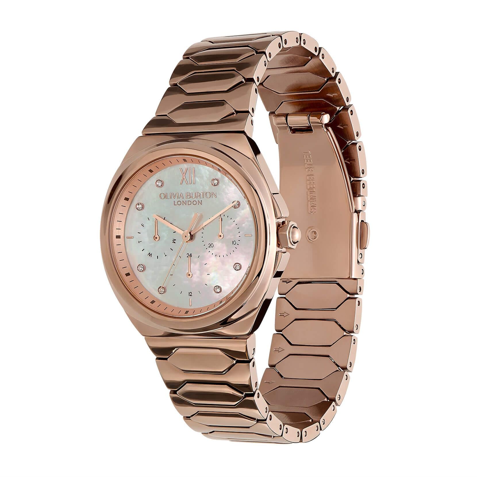 Lustre Multi-Function White Dial & Rose Gold Bracelet Watch
