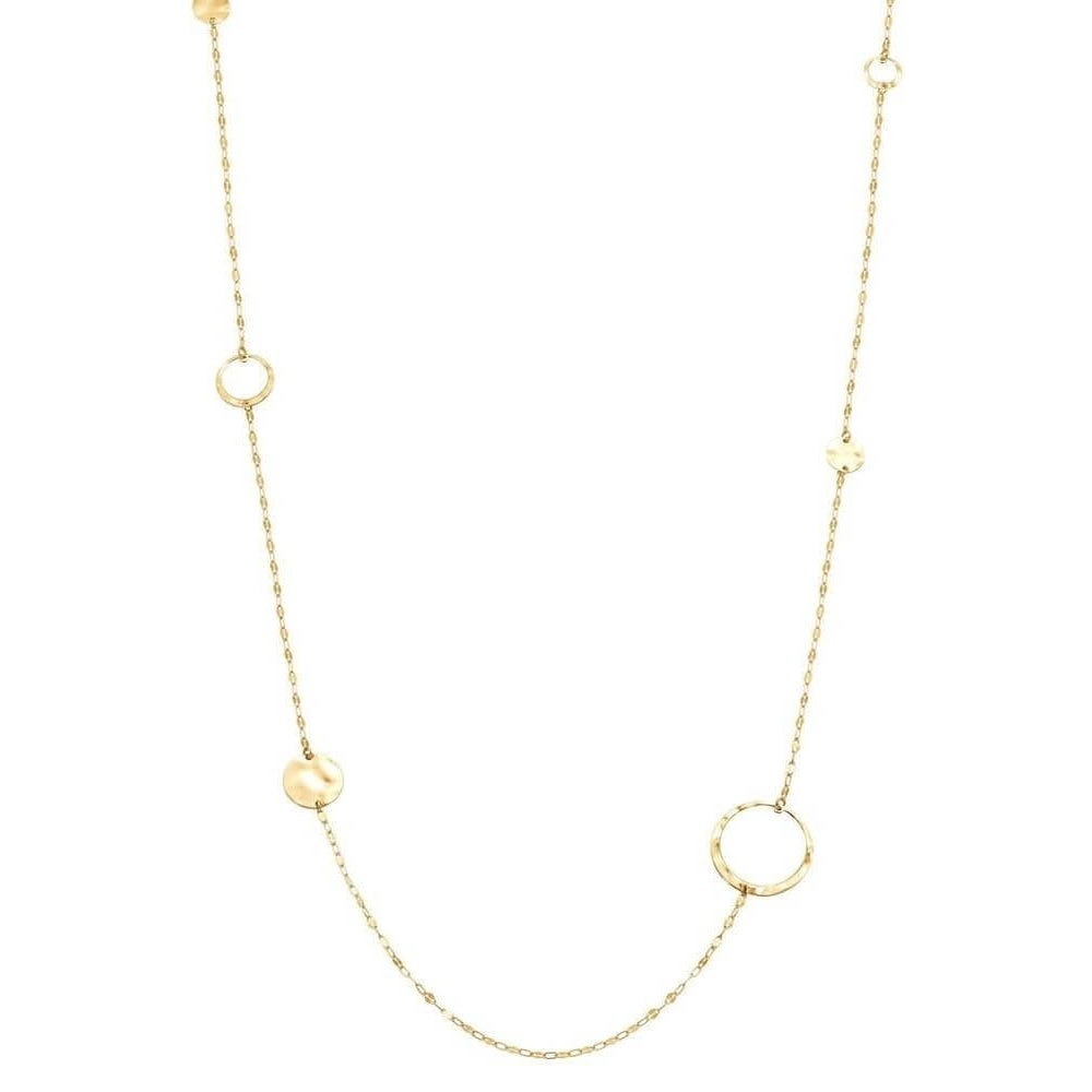 LUNA Pendant In 925 Silver & CZ Long Yellow Gold Tone Necklace