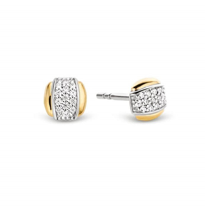 White CZ Gold Plated Stud Earrings