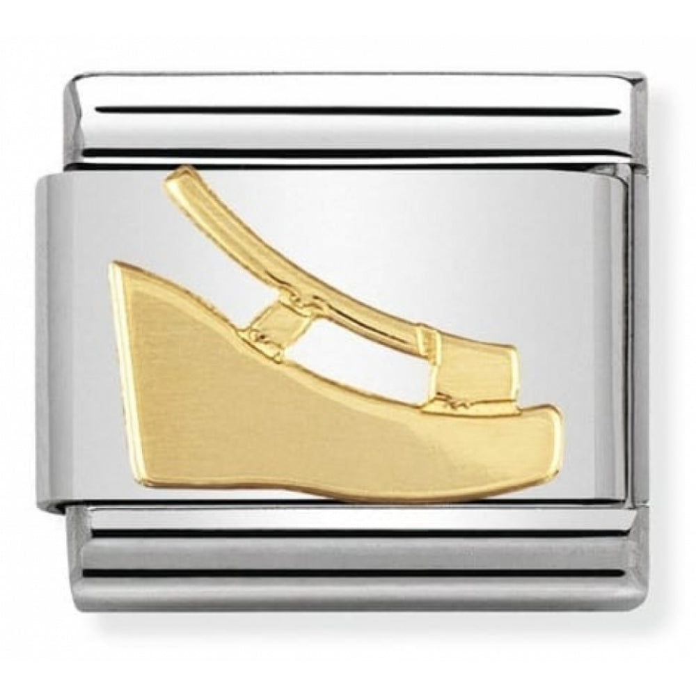 Classic Wedge Shoe In Stainless Steel With 18k Gold Charm