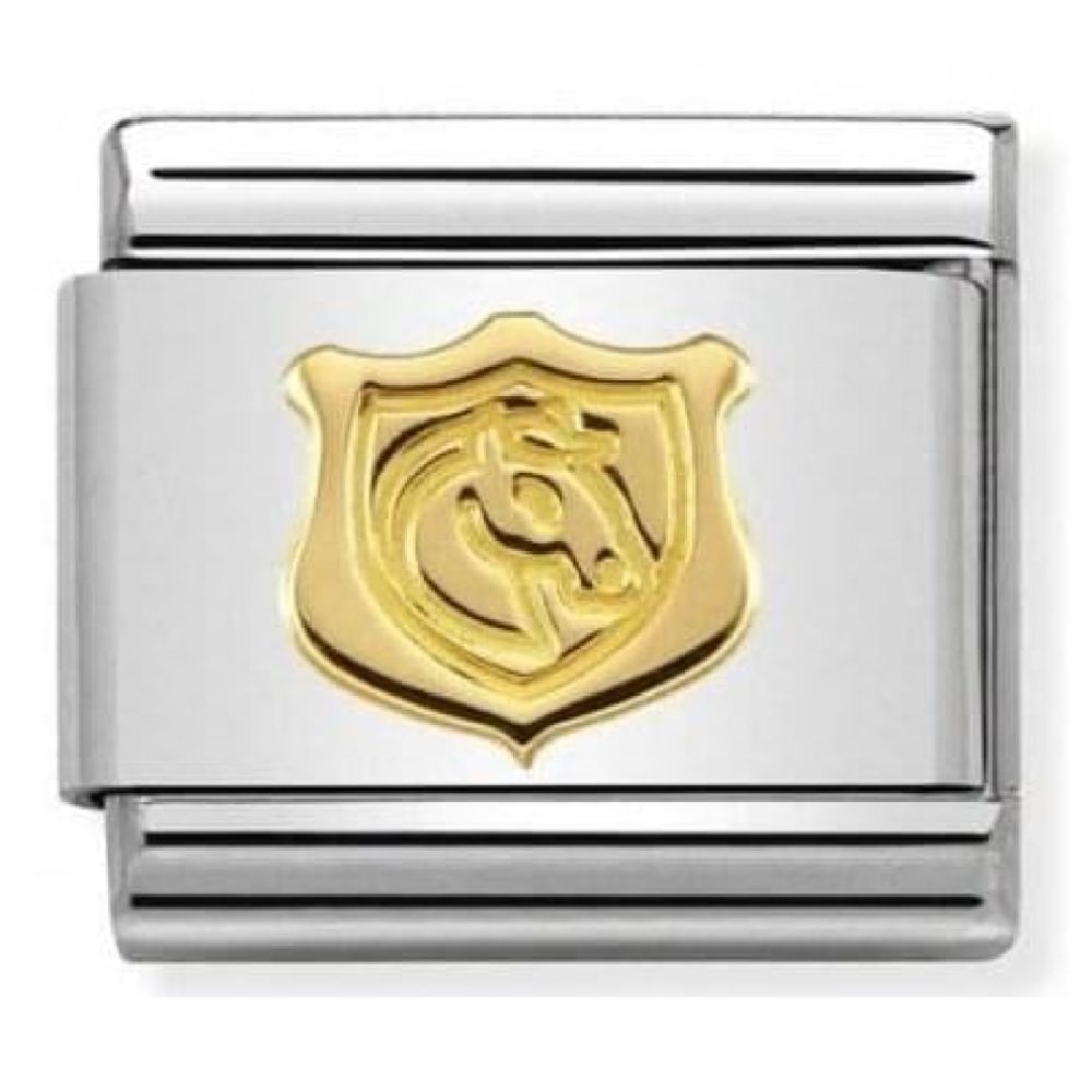 Stainless Steel & Gold Horse Shield Classic Link