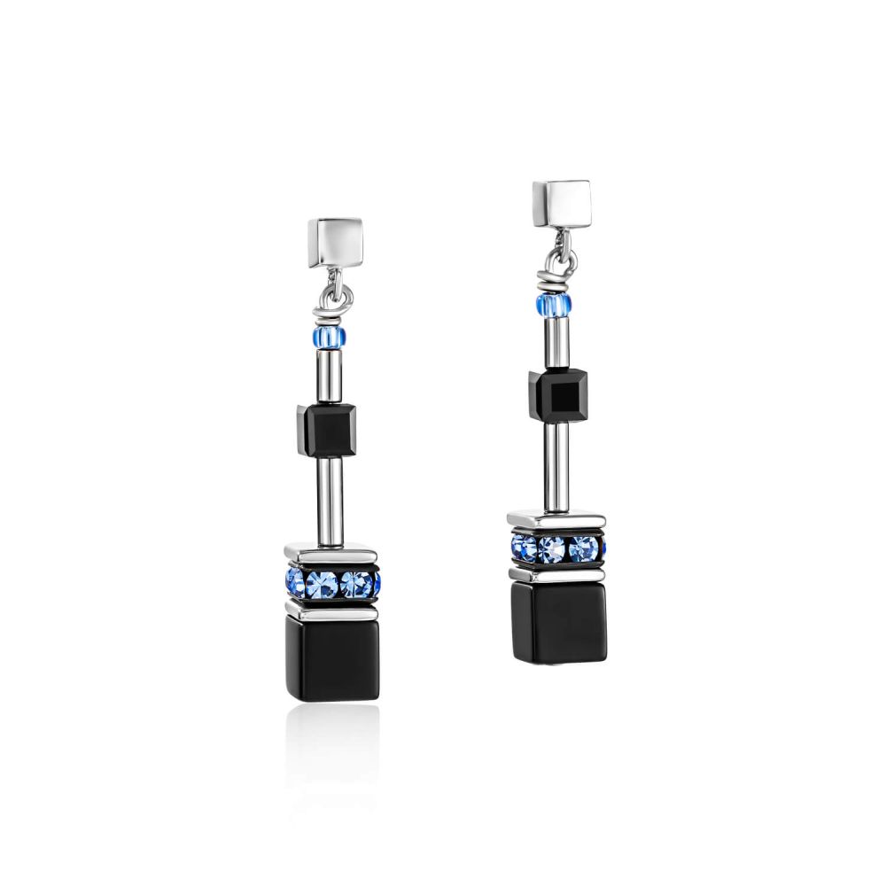 Medium Blue Geo Cube Earrings