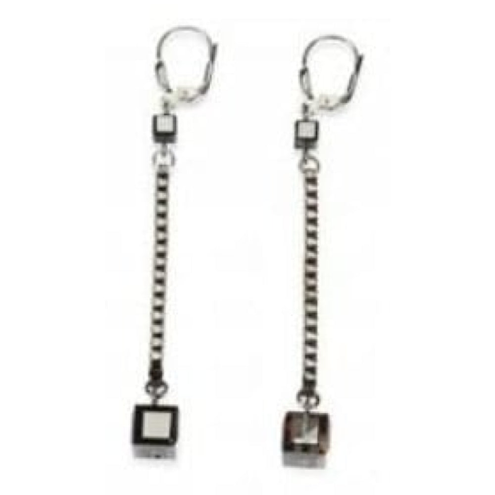 Oxidised Ruthenium Alloyed Brass Drop Earrings