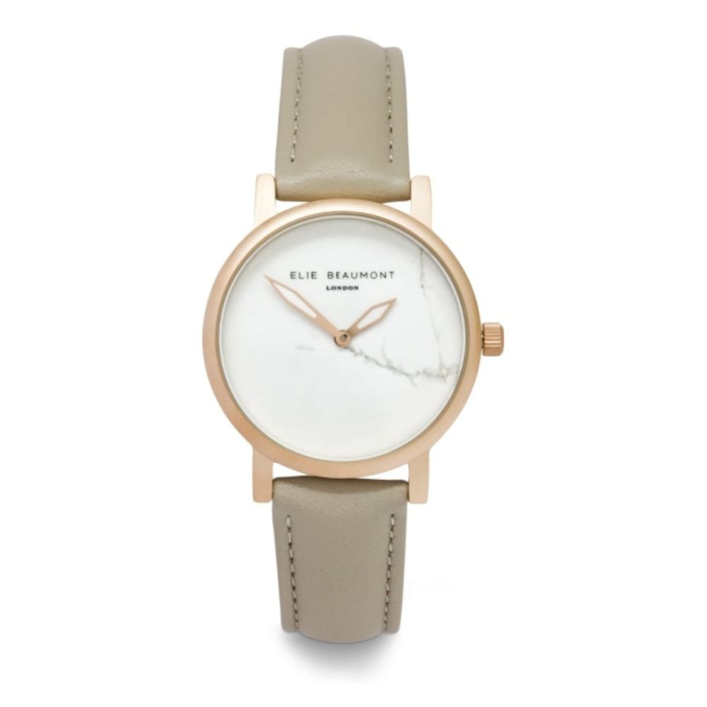 Carrera Stone Leather Strap With Rose Gold Case & White Dial Ladies Watch