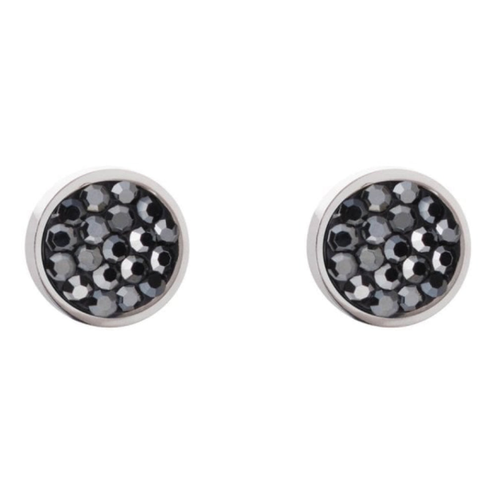 Round Earrings with Stickpin & Anthracite Swarovski Crystals