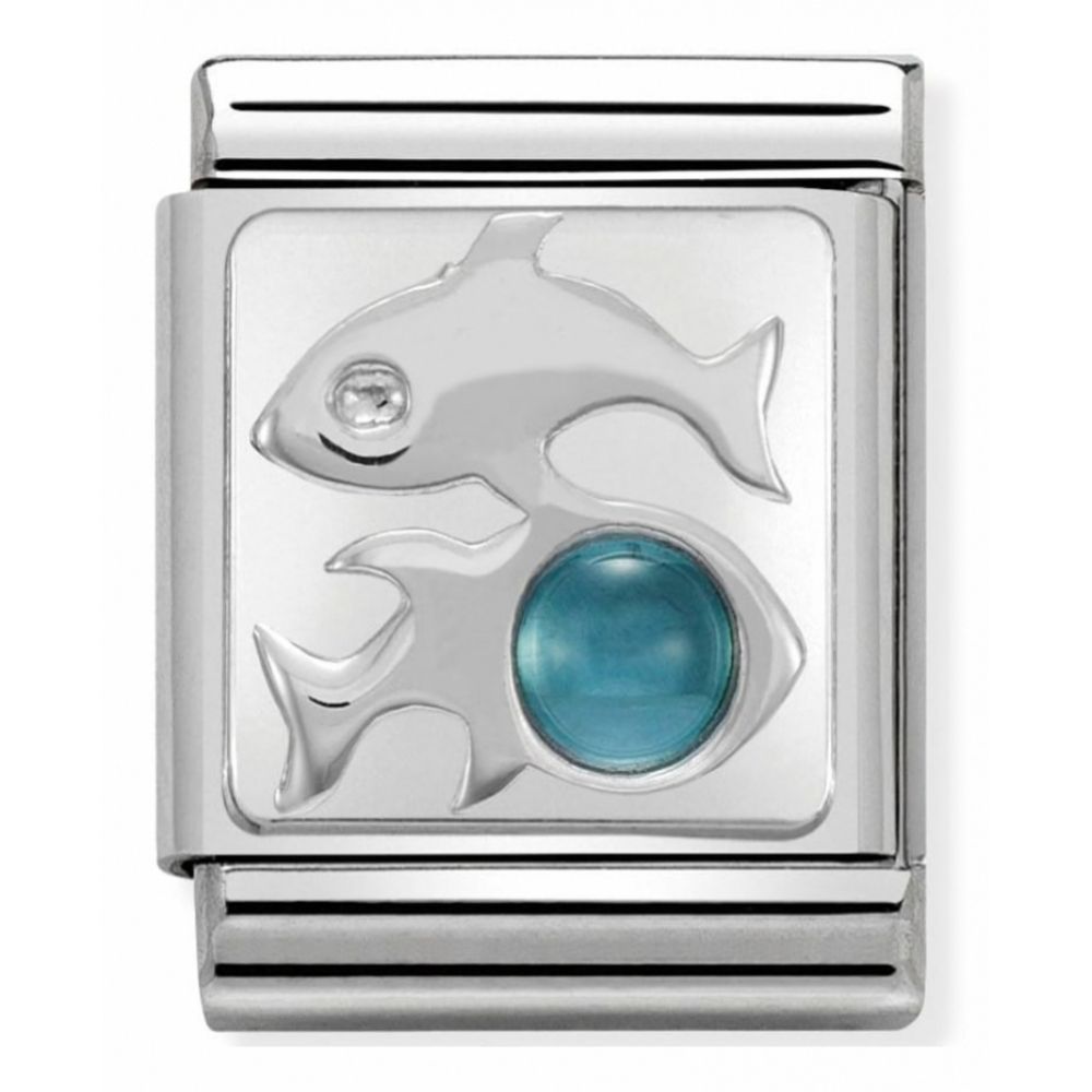 Zodiac Composable Big Stainless Steel, Sterling Silver & Gemstone Pisces Charm