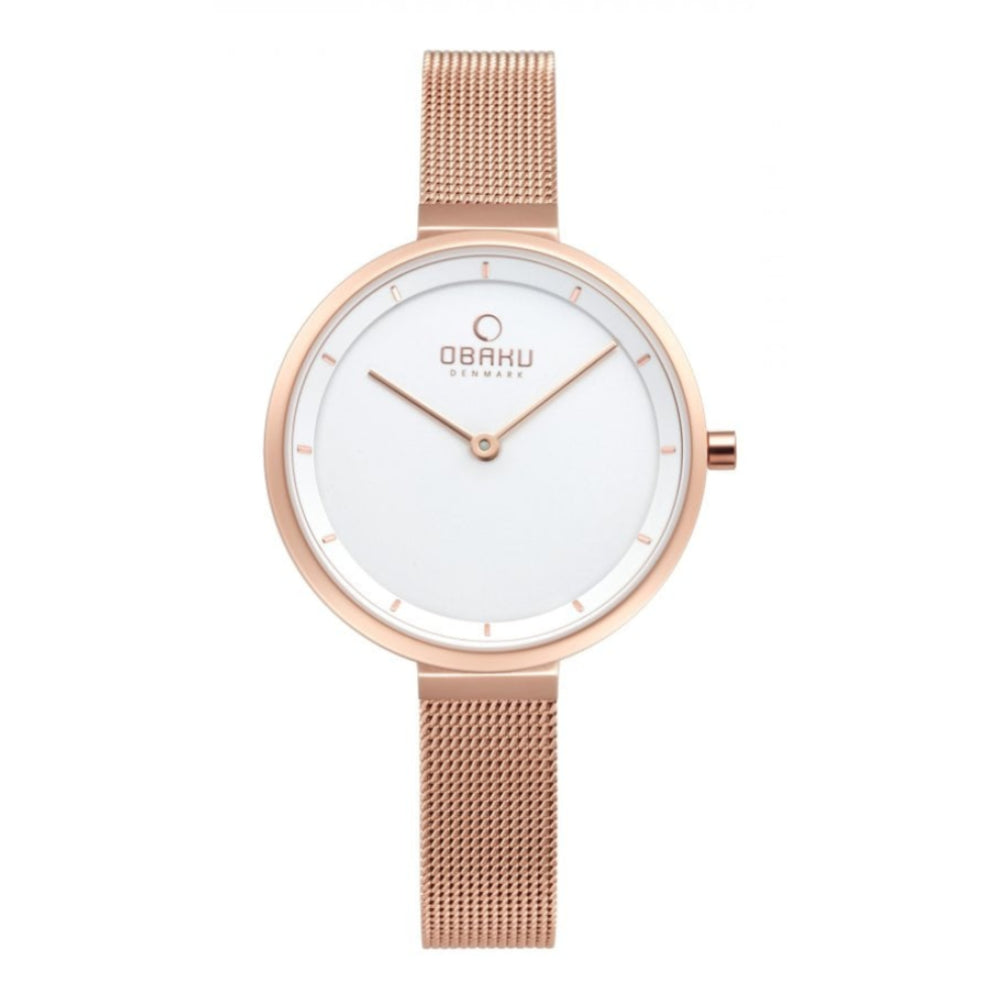 BLOMME - ROSE White Dial With Rose Gold Plated Case & Mesh Strap Ladies Watch