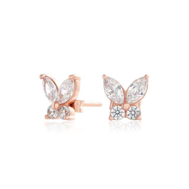Sparkle Butterfly Marquise Studs Rose Gold