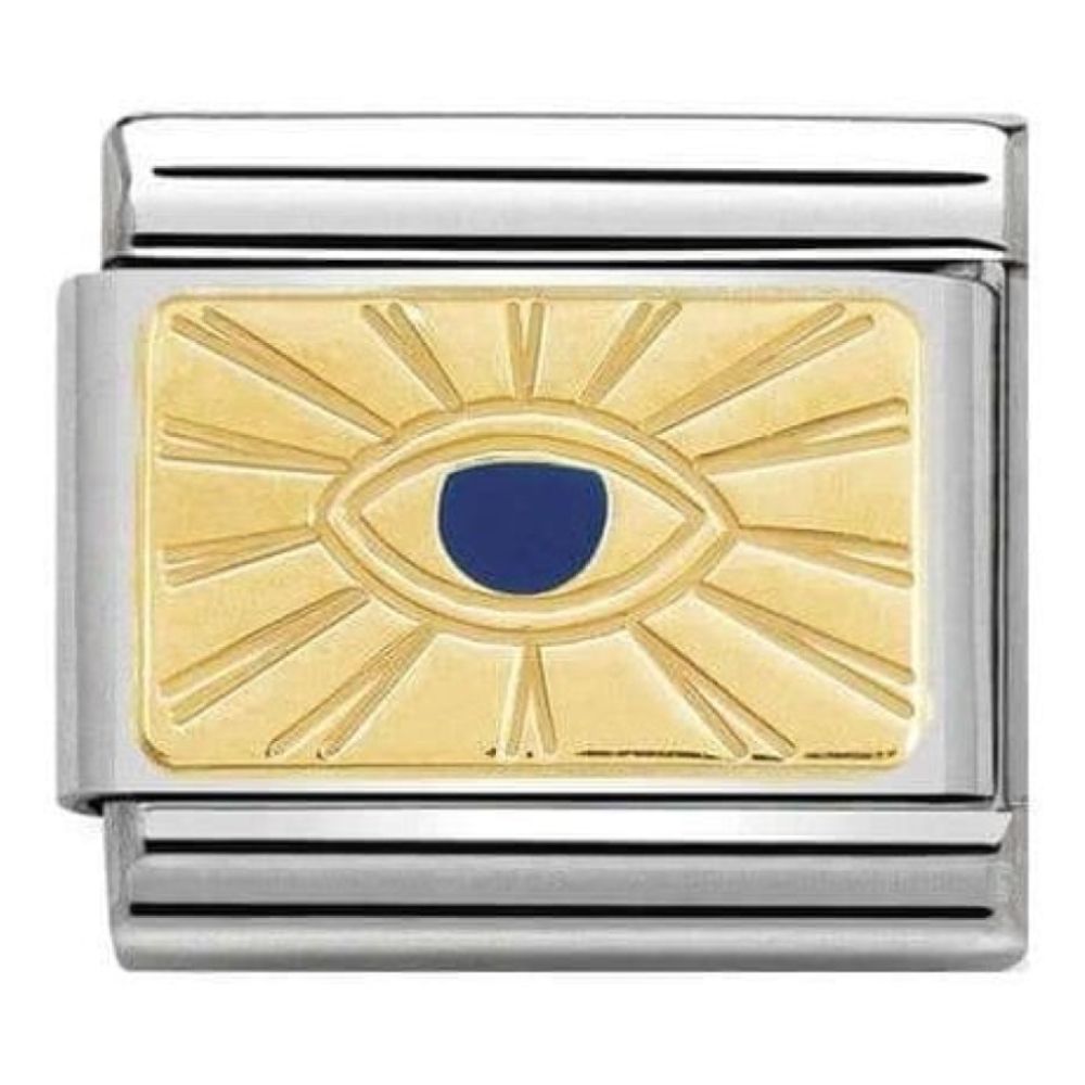 Classic Plates Eye Symbol Link With Blue Enamel