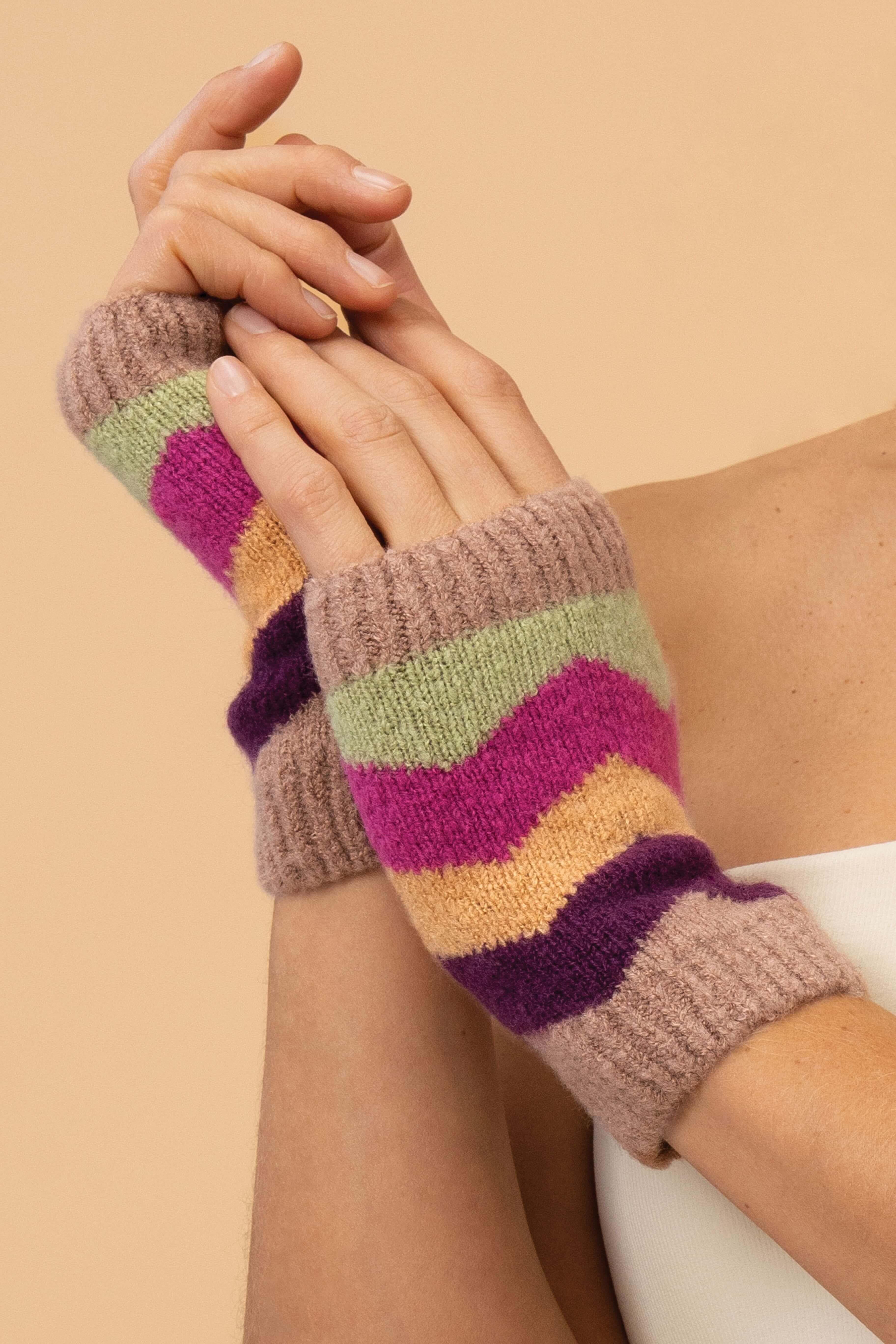 Ladies Nora Wrist Warmers - Taupe Mix