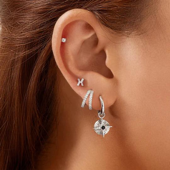 Silver Double Pave Huggies