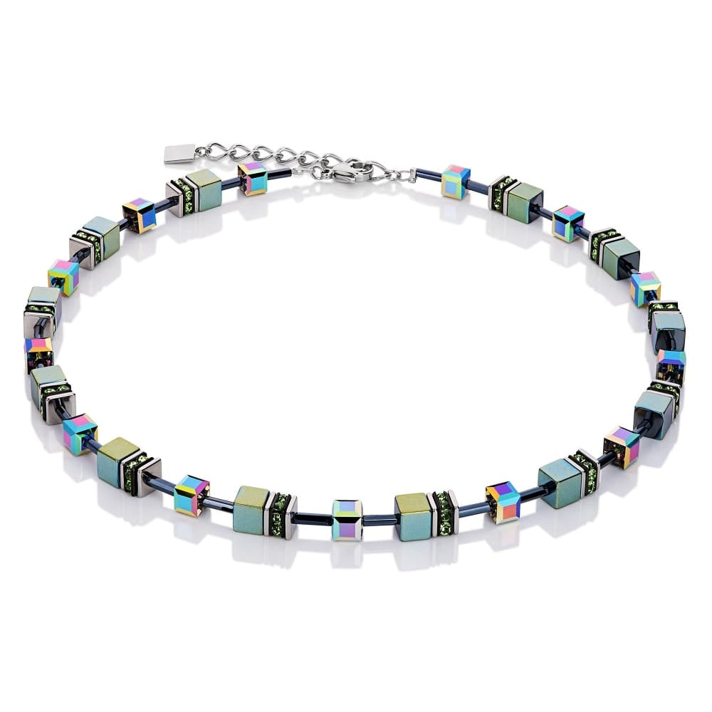 Metallic Green Swarovski Geo Cube Necklace