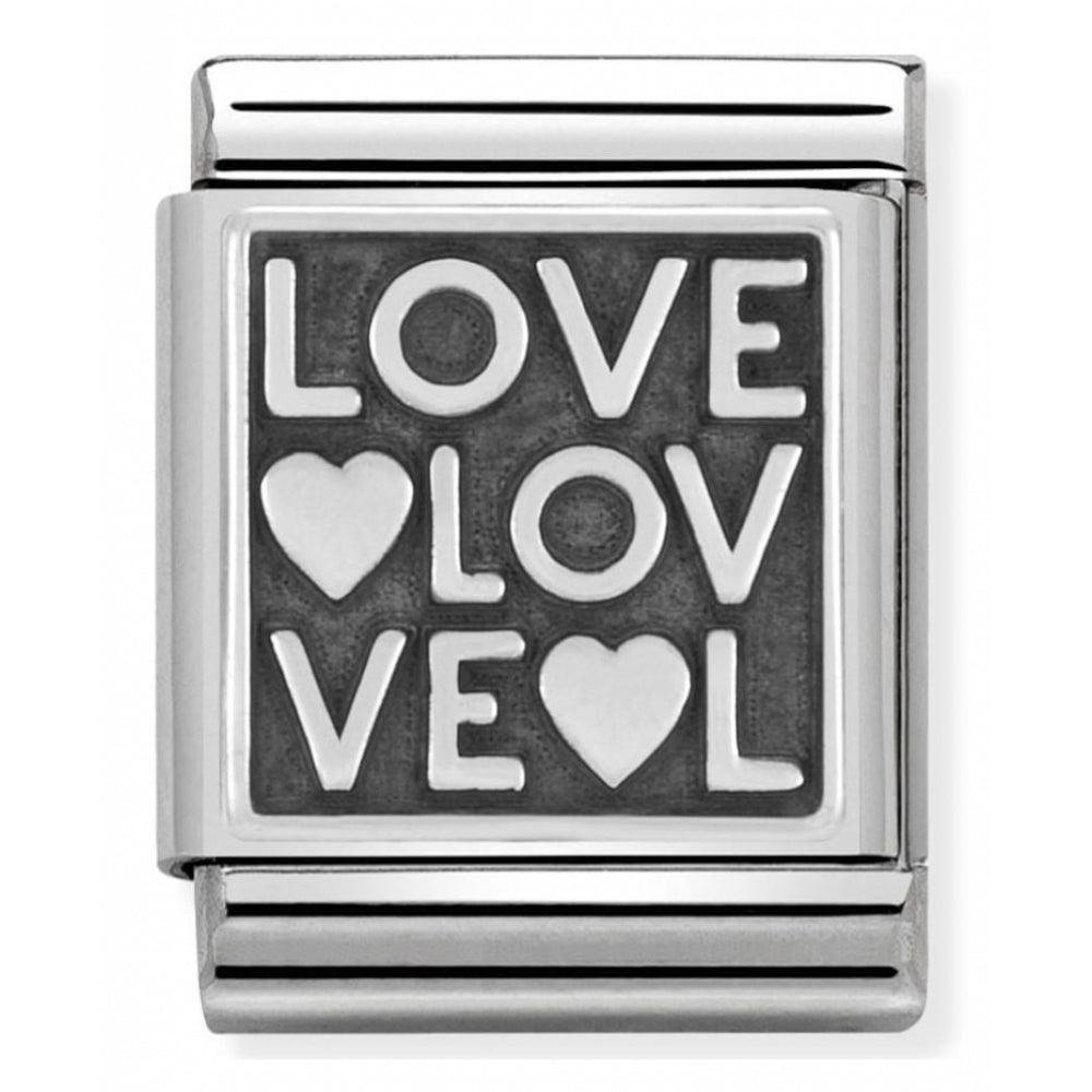 Composable Oxidized Love Symbol Stainless Steel And Sterling Silver Big Charm