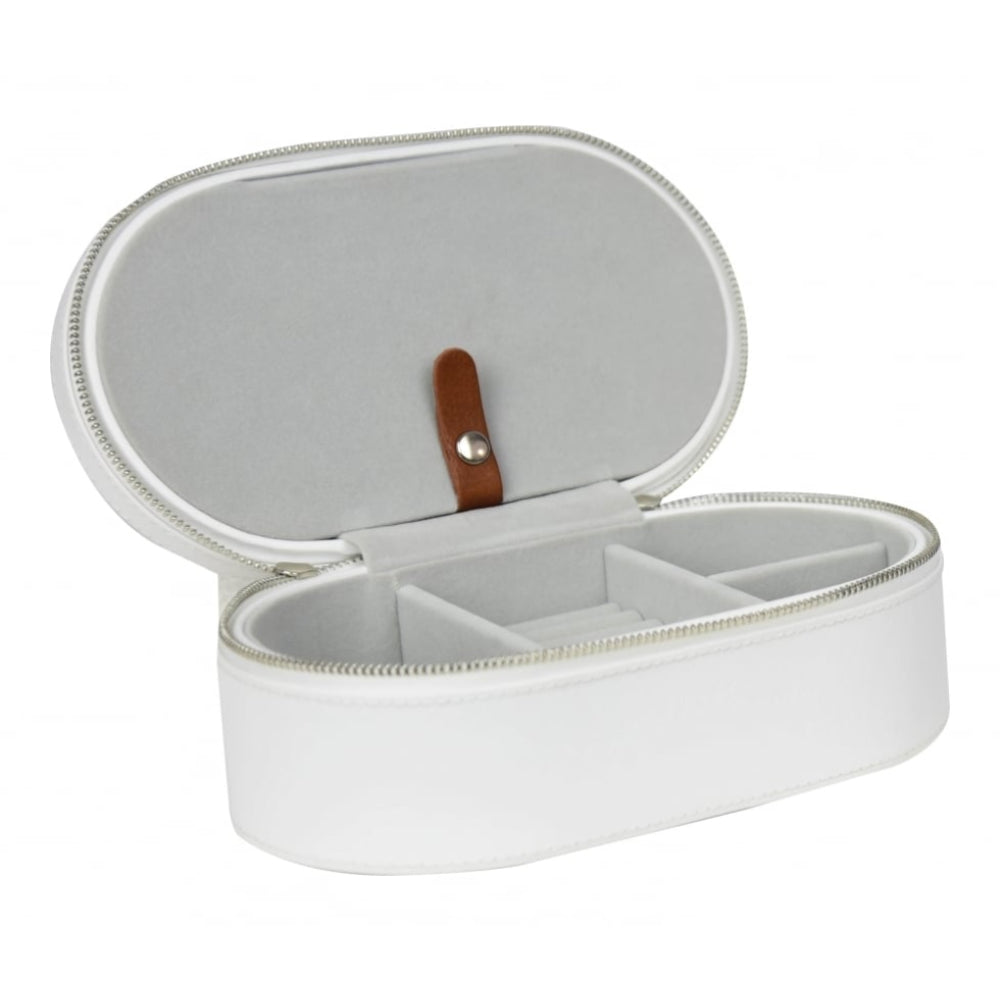 White Leather Large Travel Jewellery Box