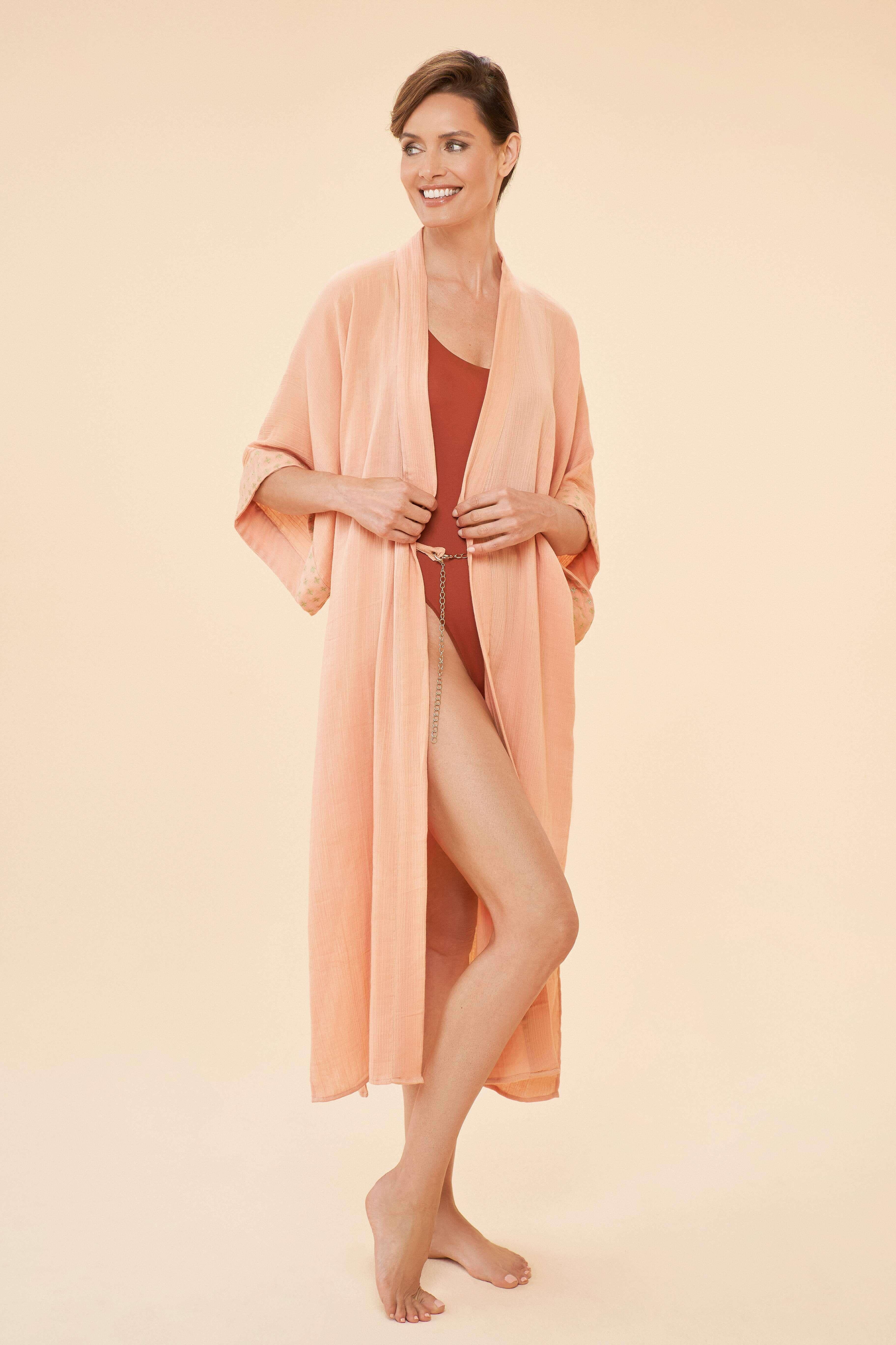 Organic Cotton Retreat Gown In Coral