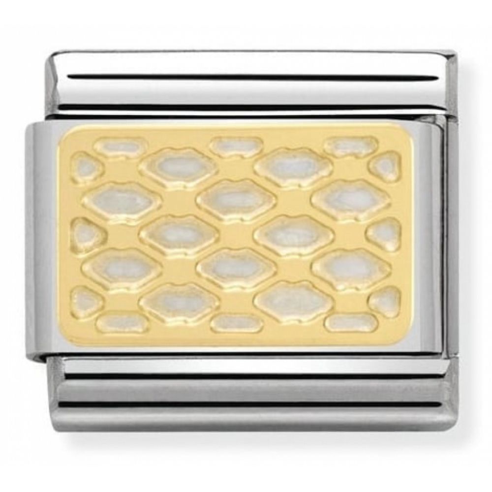 Classic Plot Grid Black In Stainless Steel & 18k Gold Charm