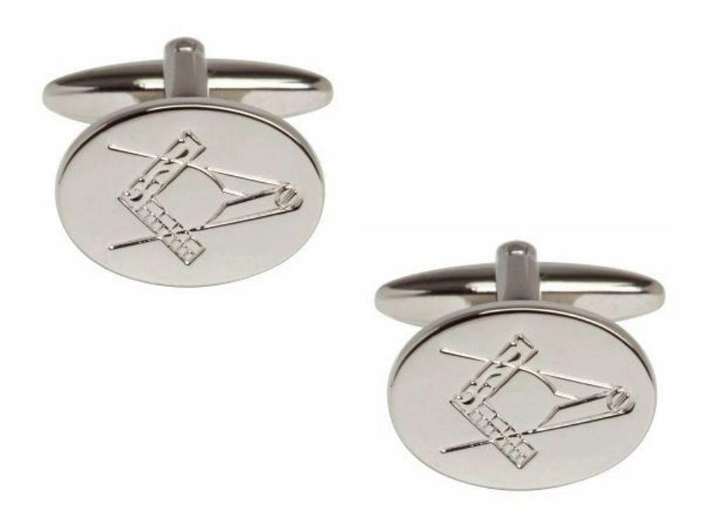 Gents Chrome Plated Masonic Engraved Cufflinks