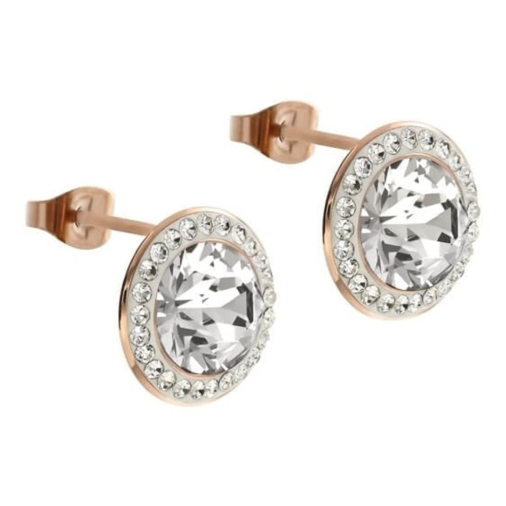 Rose Gold 13mm Crystal Tondo Deluxe Earrings