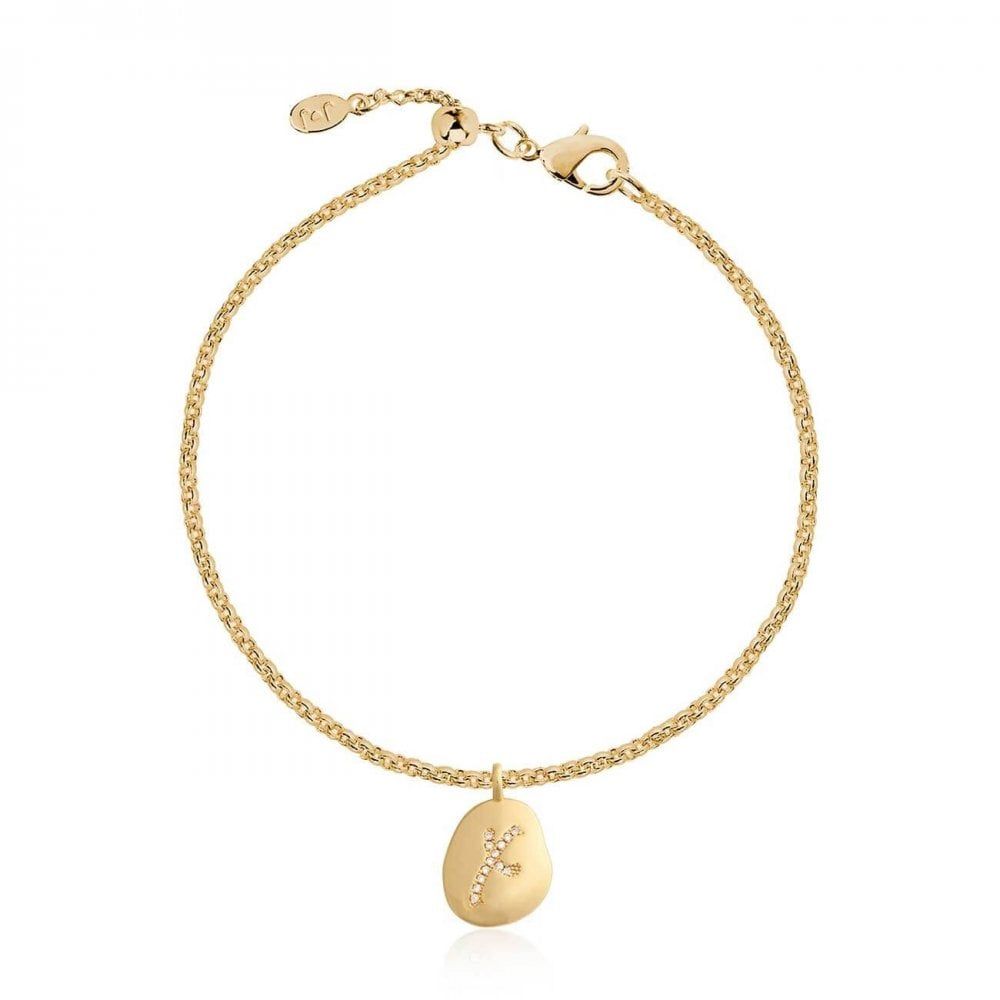 Amore Gold Pave Kiss Bracelet 19cm Total Length