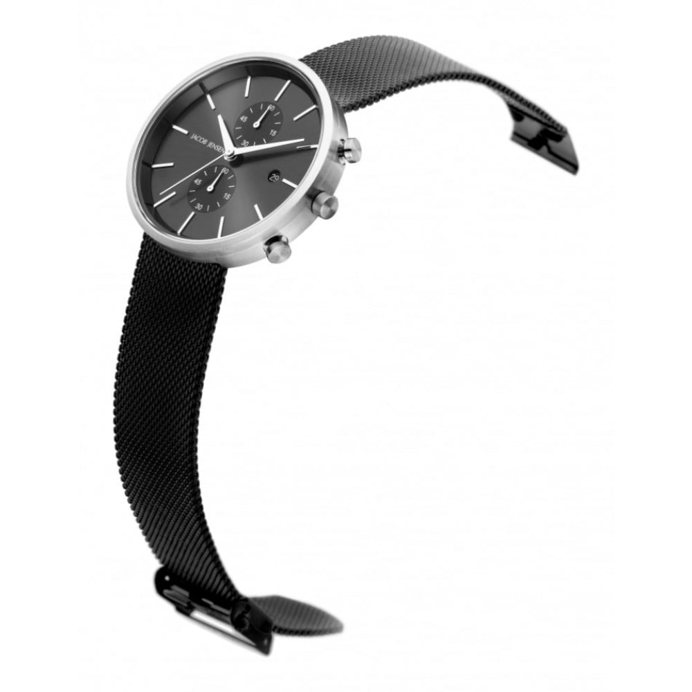 Stainless Steel Grey Dial & Mesh Bracelet Strap Chronograph Gents Watch