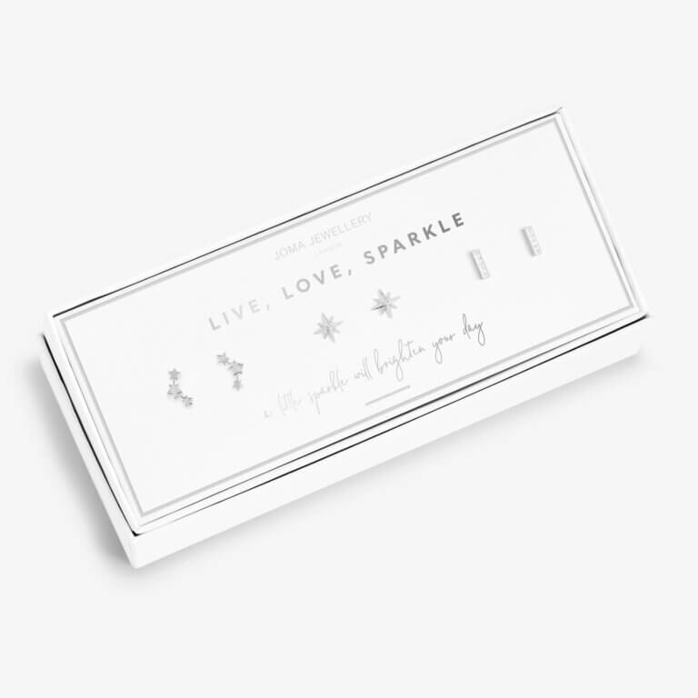 Occasion Earring Box | Live Love Sparkle | Silver | Earrings | Set Of 3 Earrings