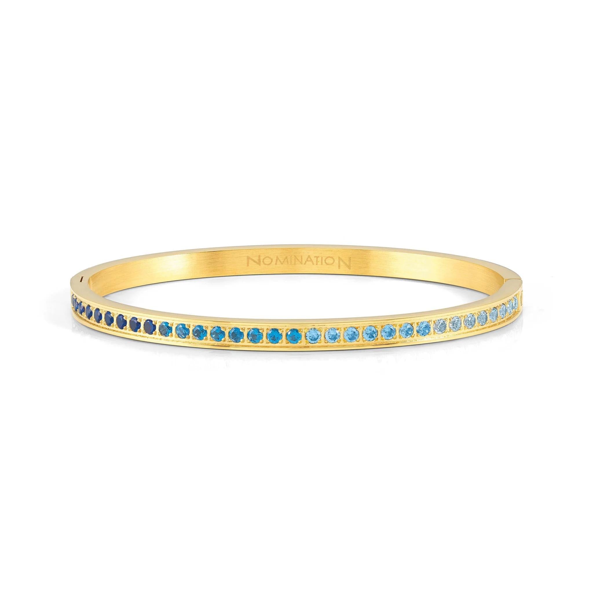 Pretty Bangle In YG With Light Blue CZ