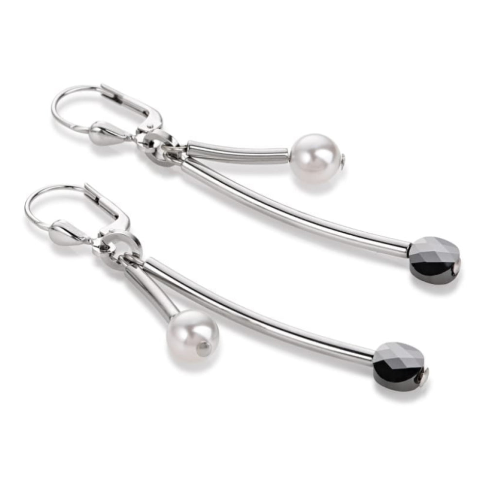 Dark Grey & Pearl Earring