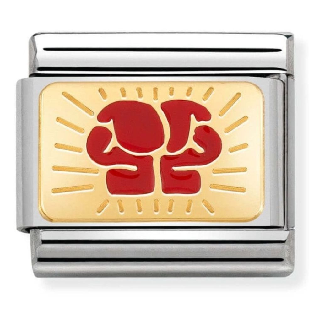 Composable Classic 18k Gold & Red Boxing Plate Steel & Enamel Charm