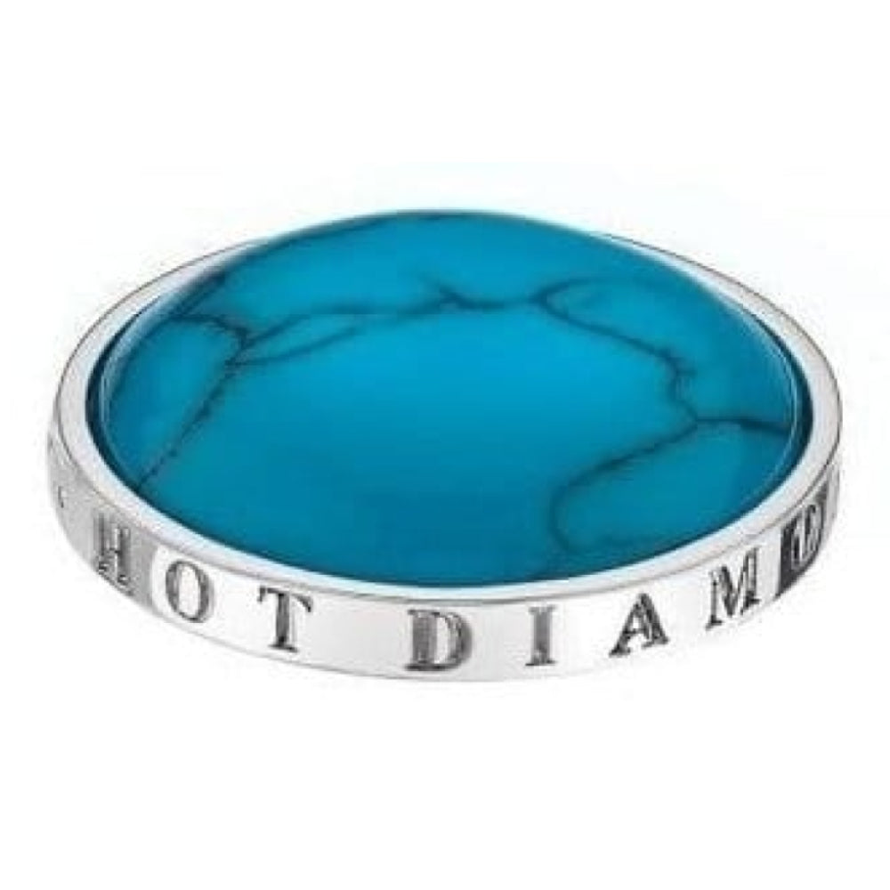 Ladies 25mm Turquoise Stone Silver Coin