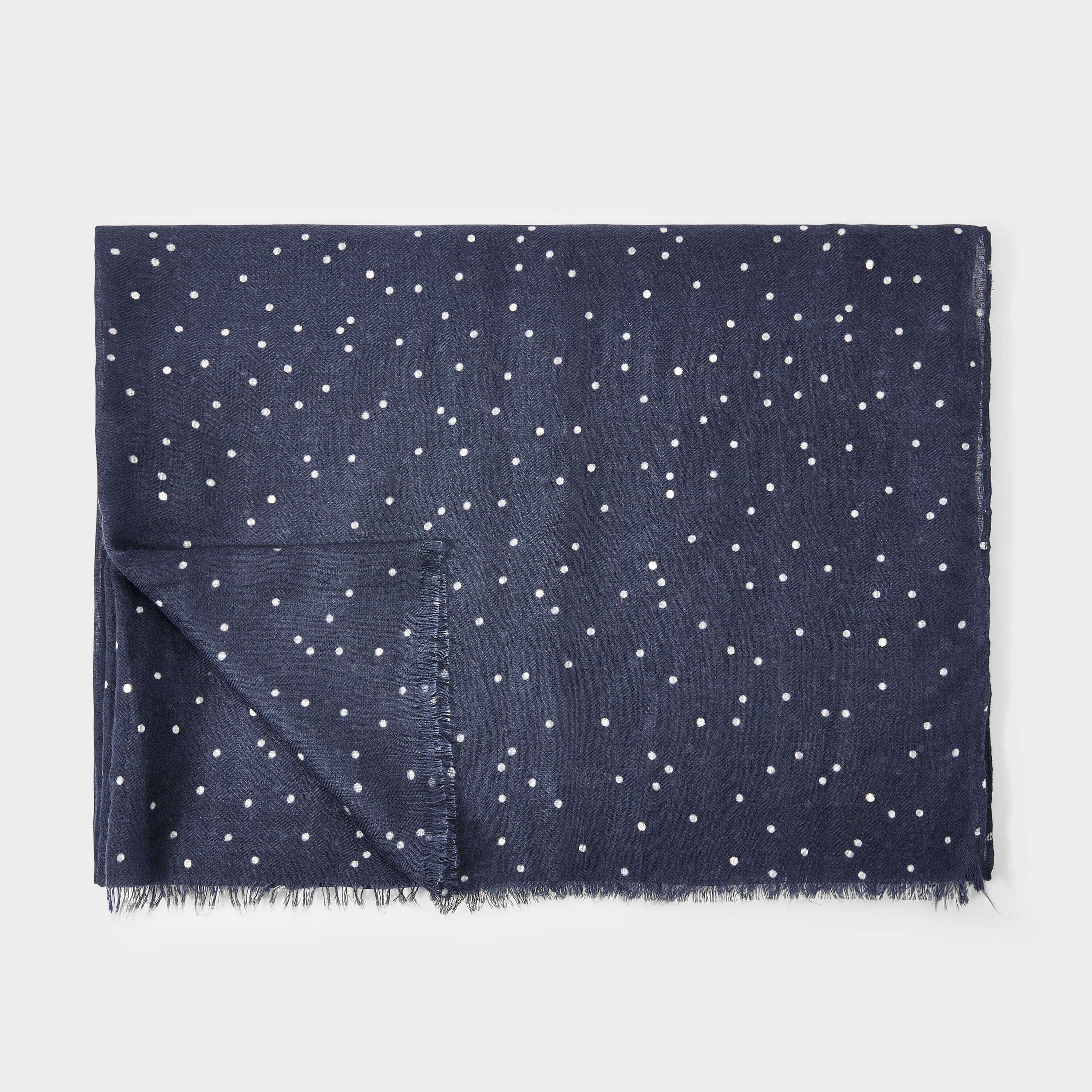 Small Polka Dot | Navy/ White/ Silver | 184 X 86cm